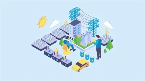 Solar Power Technology animated isometric concept. Stock Footage 231271862