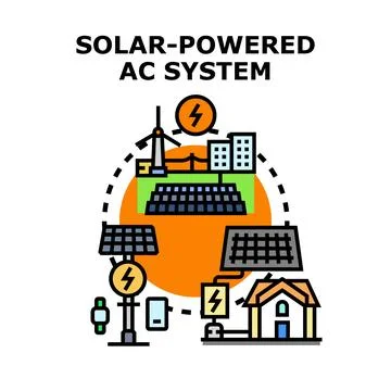 Solar powered ac system energy generation concept Stock Illustration