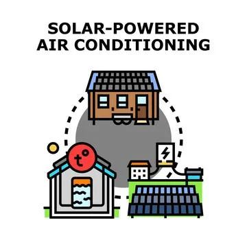 Solar powered air conditioning system providing sustainable cooling Ilustración de archivo