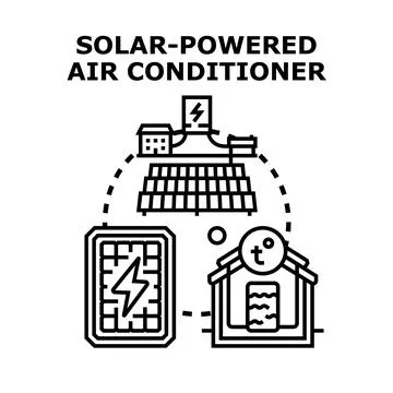 Solar powered air conditioning system concept vector Stock Illustration