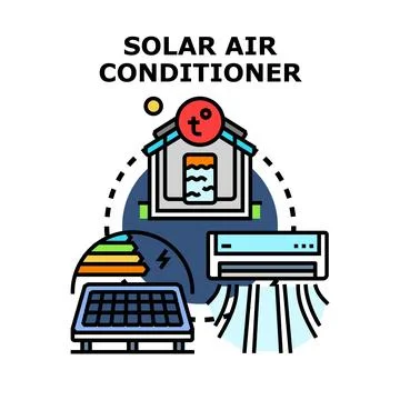 Solar powered air conditioning system for home climate control Stock Illustration