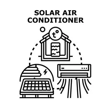 Solar powered air conditioning system for home climate control Stock Illustration