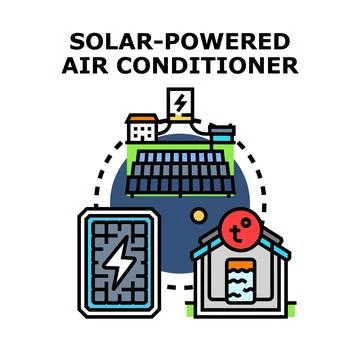 Solar powered air conditioning system concept vector Stock Illustration