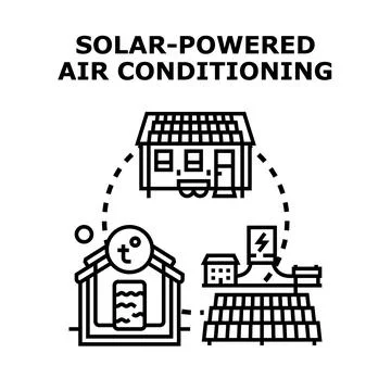 Solar powered air conditioning system providing sustainable cooling Ilustración de archivo