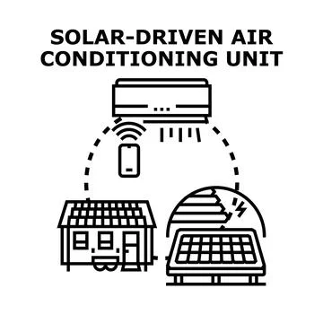 Solar powered air conditioning technology concept Ilustración de archivo