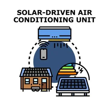Solar powered air conditioning technology concept Stock Illustration