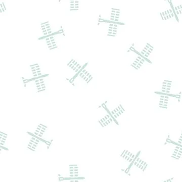 Solar powered aircraft glyph vector seamless pattern 스톡 일러스트