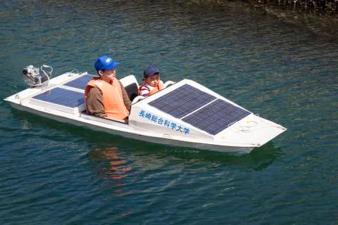Solar powered boat Stock Photos