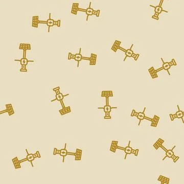 Solar powered charging station devices line vector seamless pattern Illustrazione stock