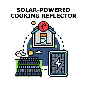 Solar powered cooking reflector concept vector illustration Stock Illustration