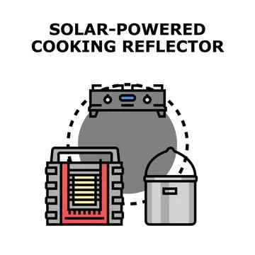 Solar powered cooking reflector generating clean energy for kitchen Stock Illustration