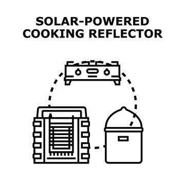 Solar powered cooking reflector generating clean energy for kitchen Stock Illustration