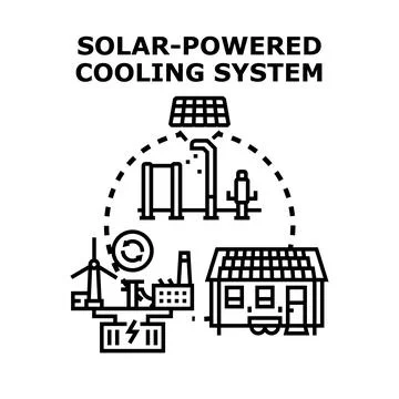 Solar powered cooling system concept illustration for energy efficiency Ilustración de archivo