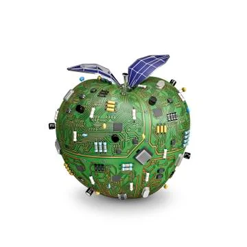 Solar powered data apple Illustrazione stock