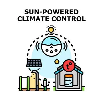 Solar powered energy saving climate control system Stock Illustration