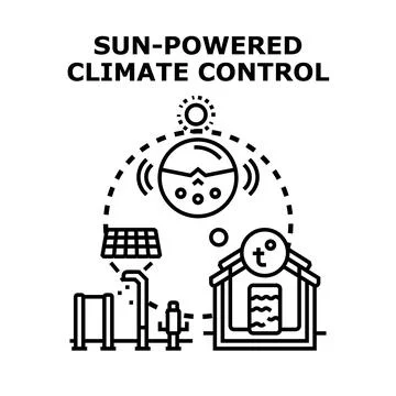 Solar powered energy saving climate control system Stock Illustration