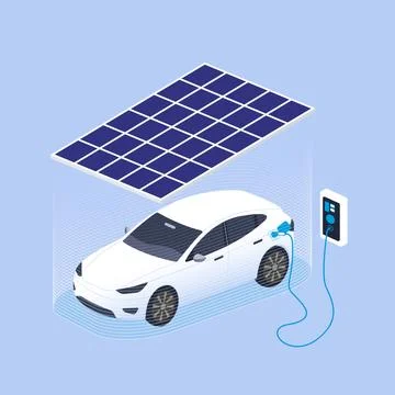 Solar-Powered EV Charging Station Stock Illustration