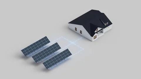 Solar Powered Home Isometric Looping Video Stock Photos