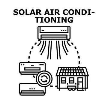 Solar powered house cooling system concept Stock Illustration
