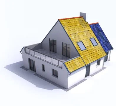 Solar powered house Stock Illustration