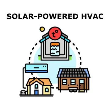 Solar powered hvac system concept illustration Stock Illustration
