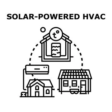 Solar powered hvac system concept illustration Stock Illustration