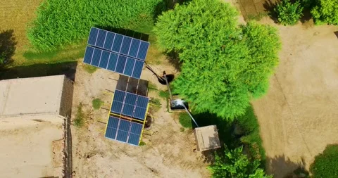 Solar powered irrigation system Stock Footage 293007235