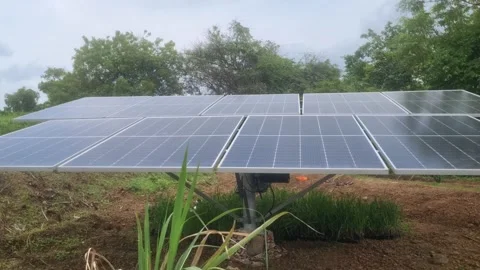 Solar powered irrigation systems Stock Footage 318032870