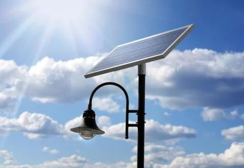 Solar powered lamp post Stock Photos