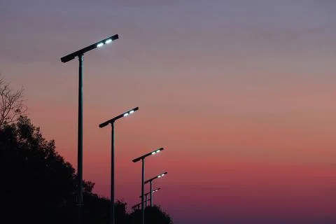 Solar powered LED lights Foto stock