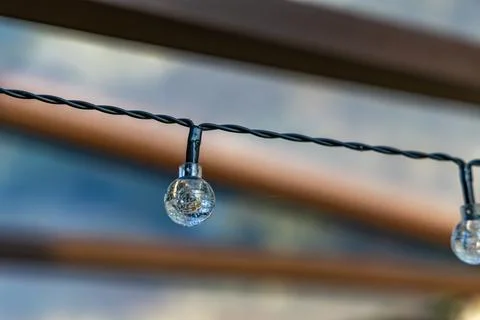 Solar Powered LED String Lights for Decorative Garden Lighting Stock Photos