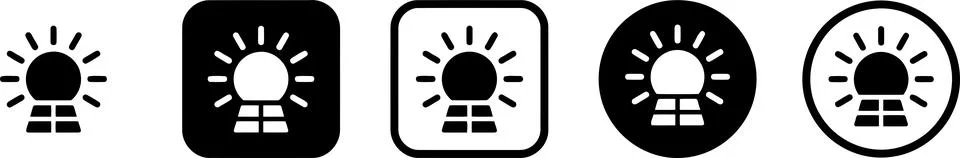 Solar Powered Light and Renewable Energy Vector Icon Set Stock Illustration