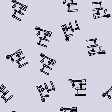 Solar powered lighting outdoor workouts line vector seamless pattern Stock Illustration