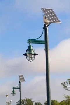 Solar powered lights lighting Stock Photos