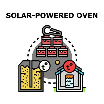 Solar powered oven concept with renewable energy generating heat Stock Illustration