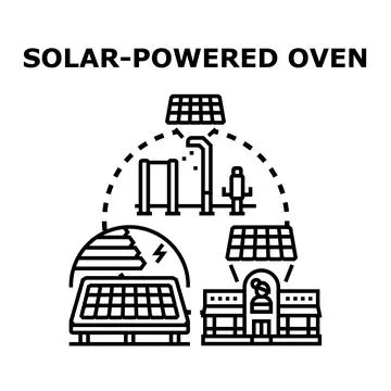 Solar powered oven system harnessing renewable energy Stock Illustration