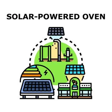 Solar powered oven system harnessing renewable energy Stock Illustration