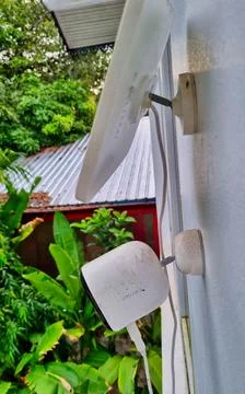Solar-Powered Security Camera on Wall Stock Photos