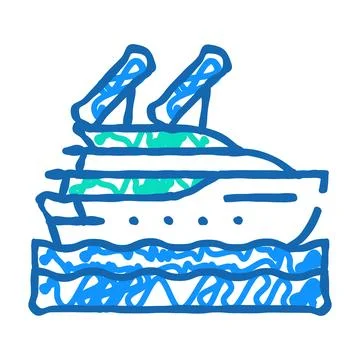 Solar powered ship icon doodle illustration Illustrazione stock