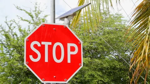 Solar Powered Stop Sign Stock Footage 1038285
