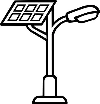 Solar powered street lamp light pole system Stock Illustration