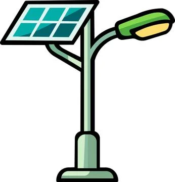 Solar powered street lamp post for green lighting Stock Illustration