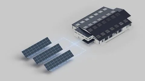 Solar Powered Warehouse Isometric View Stock Photos