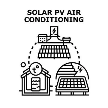 Solar pv air conditioning system providing sustainable cooling Stock Illustration