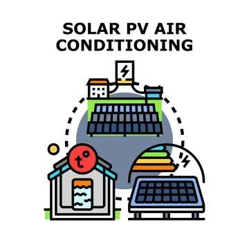 Solar pv air conditioning system providing sustainable cooling Stock Illustration