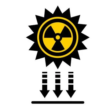 Solar radiation icon. Direct rays fall to the ground Stock Illustration