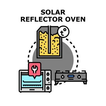 Solar reflector oven alternative cooking energy system Stock Illustration
