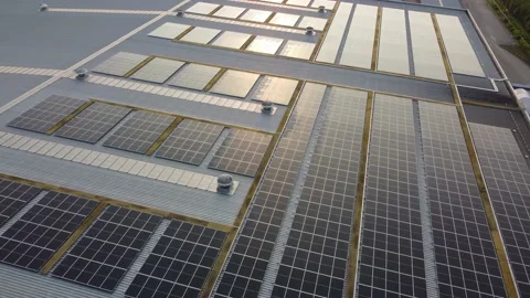 Solar rooftop panel during sunset Видео 154325189