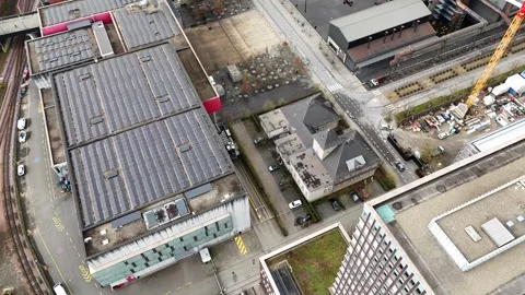 Solar Rooftops and Train Station in Esch-sur-Alzette, Luxembourg 02.11.2025 Stock Footage 304803389