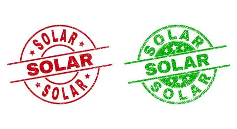 SOLAR Round Stamps Using Grunged Style Stock Illustration